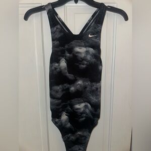 Nike Black and Gray One Piece Swimsuit